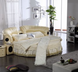 Kulatá kožená postel - Portici