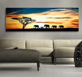 Moderní obraz na zeď - Safari, 140 x 45 cm